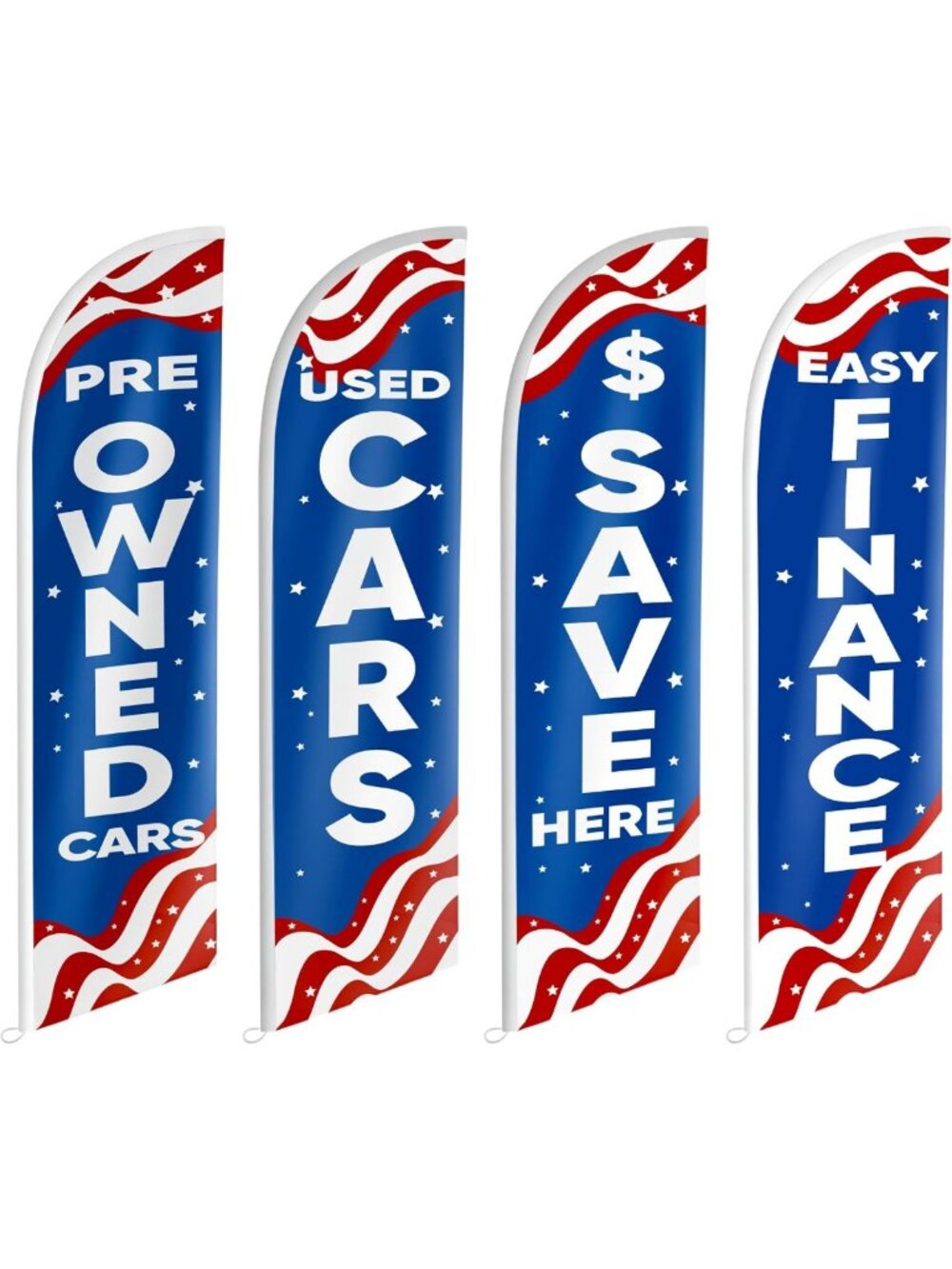 Used Cars Feather Flags Set of 4 - Eye-Catching Sale Banners for Dealerships